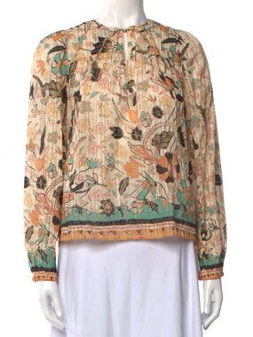 Good Value Ulla Johnson Floral Crew Neck Blouse - US 4 Small, S